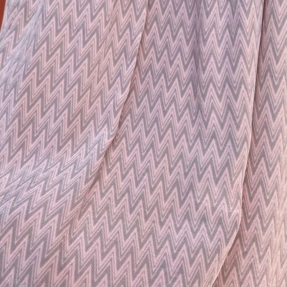 Acacia Silk Babydoll Mini Dress in Original Pink and Gray Zig Zag Print - Picture 2 of 16